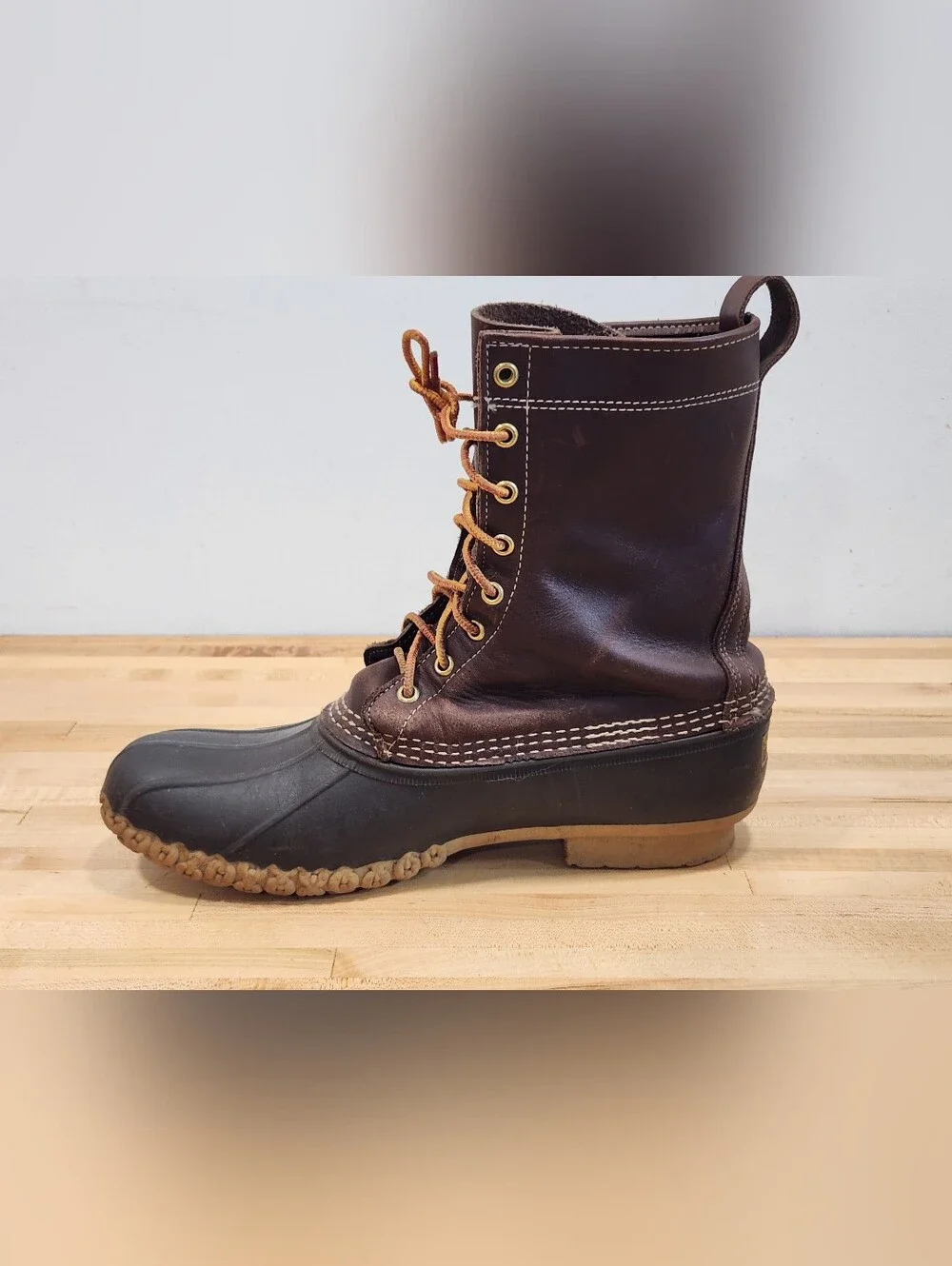 Vintage L.L. Bean Brown Leather and Rubber Duck Boots Unlined  Mens 11 N